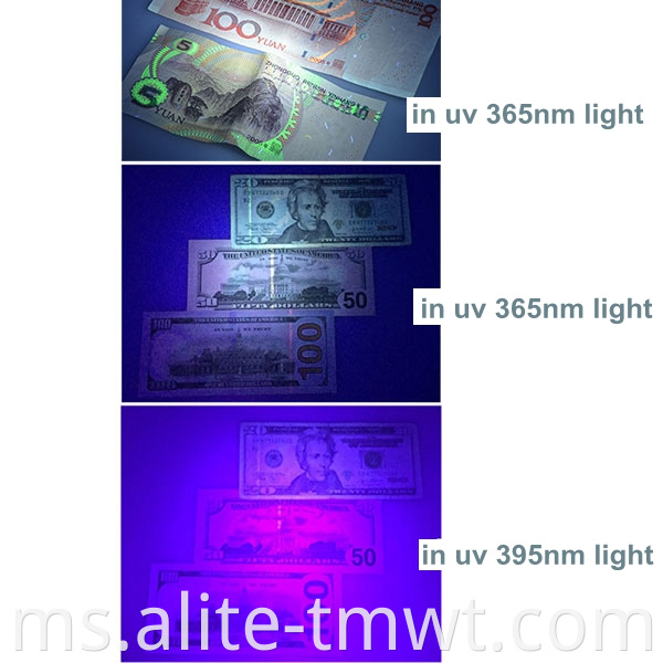 Lampu suluh poket 365nm 3W LED Ultraviolet Lampu UV Black Light Pen Obor